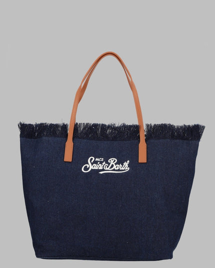 BORSA "CITY" IN DENIM CON FRANGE