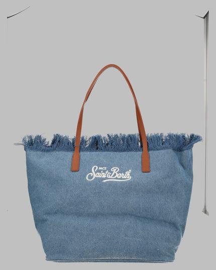 BORSA "CITY" IN DENIM CON FRANGE