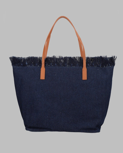 BORSA "CITY" IN DENIM CON FRANGE