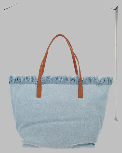 BORSA "CITY" IN DENIM CON FRANGE