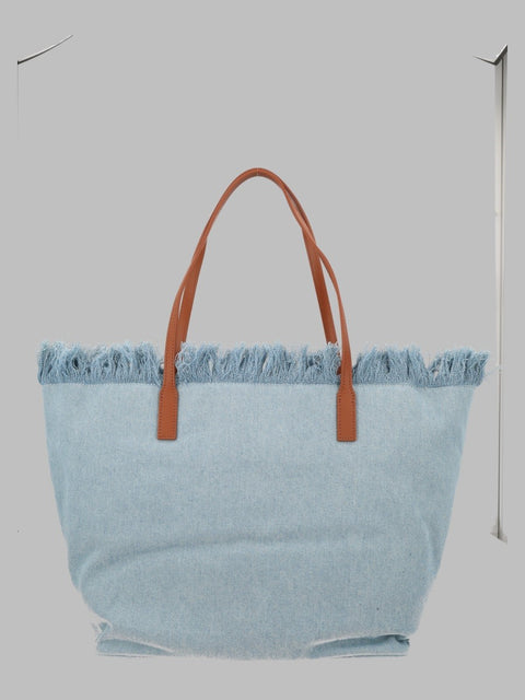BORSA "CITY" IN DENIM CON FRANGE