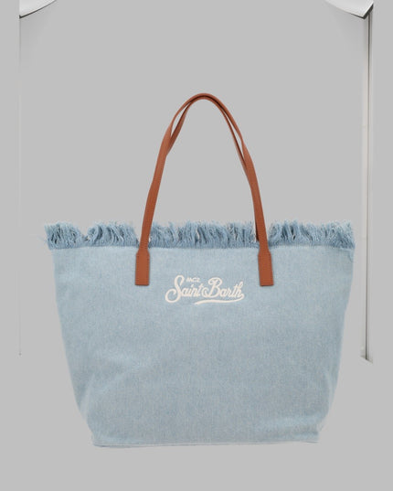 BORSA "CITY" IN DENIM CON FRANGE