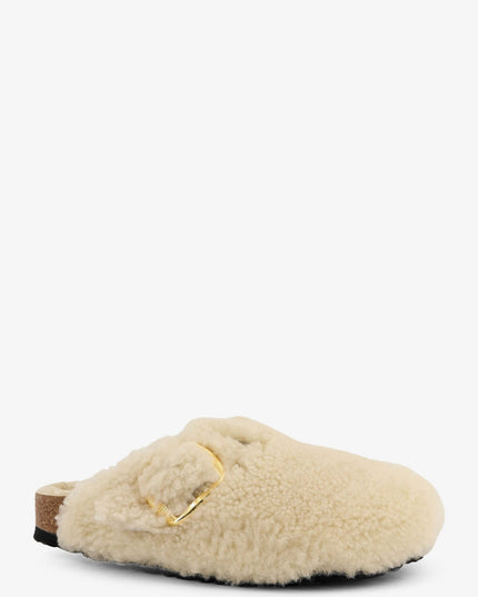 Boston Big Buckle Shearling mule