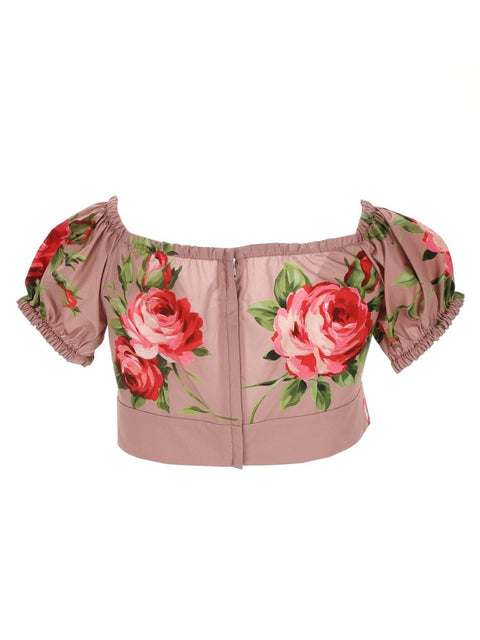 "BOUQUET ROSE" PRINT TOP