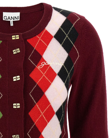'Burgundy Check' cardigan