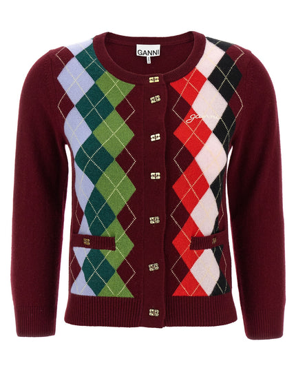 'Burgundy Check' cardigan