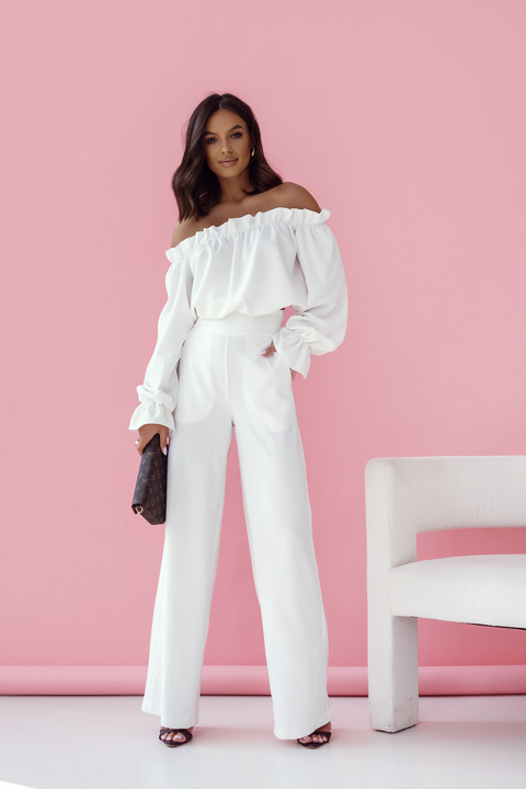 Leinen-Set Bluse & Hose MIA – Ecru