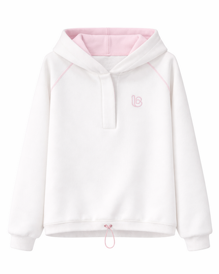 LA BALANCIA | LOOM Fleece-Sweater | Ecru mit Rosa