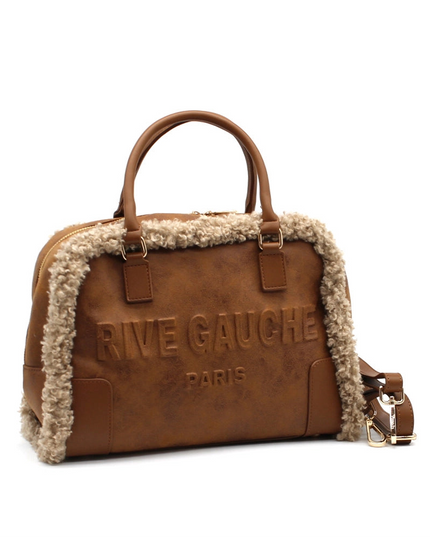 Grand cabas douillet en fausse fourrure motif vache avec anse rigide, disponible en 3 coloris