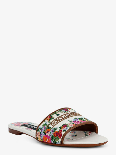 Canvas sandals with all-over embroidery
