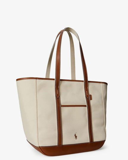 Canvas shopping bag with embroidered logo