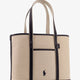 Canvas shoulder bag with embroidered logo on the front