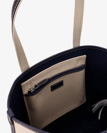 Canvas shoulder bag with embroidered logo on the front