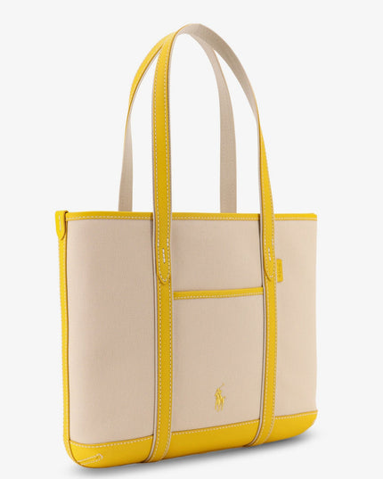 Canvas shoulder bag with embroidered logo on the front
