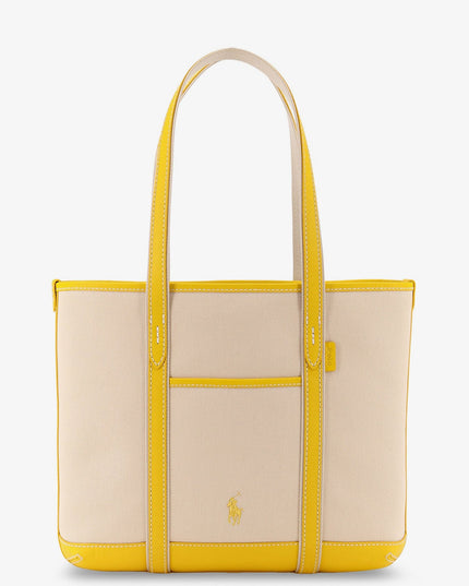 Canvas shoulder bag with embroidered logo on the front