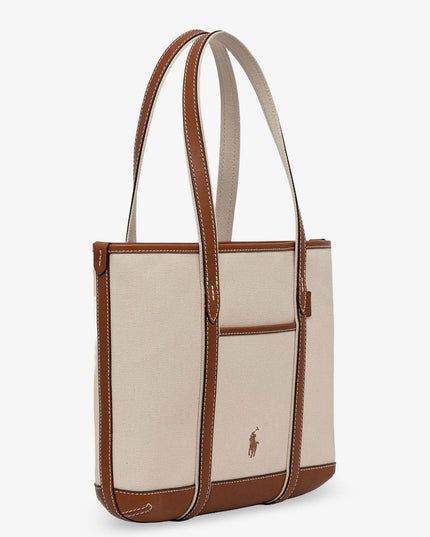 Canvas shoulder bag with embroidered logo on the front