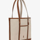 Canvas shoulder bag with embroidered logo on the front