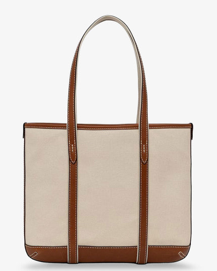 Canvas shoulder bag with embroidered logo on the front
