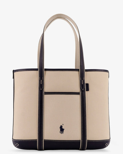 Canvas shoulder bag with embroidered logo on the front