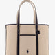 Canvas shoulder bag with embroidered logo on the front
