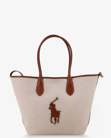 Canvas shoulder bag with front logo patch