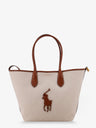 Canvas shoulder bag with front logo patch
