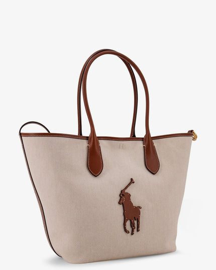 Canvas shoulder bag with front logo patch