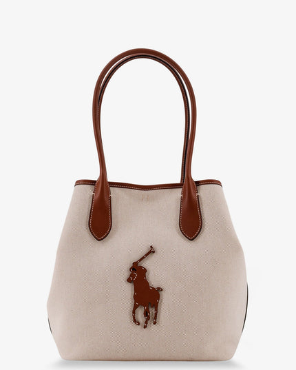 Canvas shoulder bag with front logo patch
