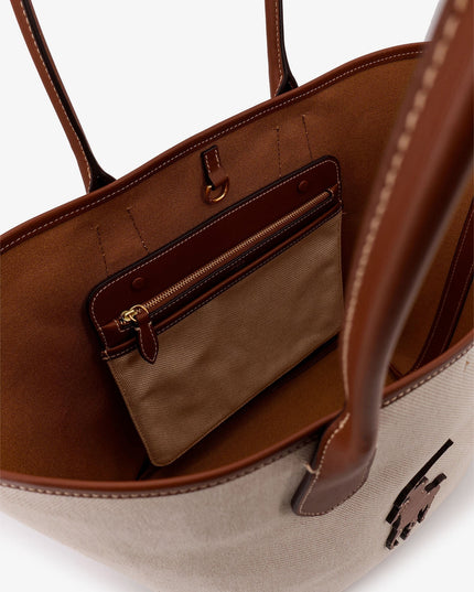 Canvas shoulder bag with front logo patch