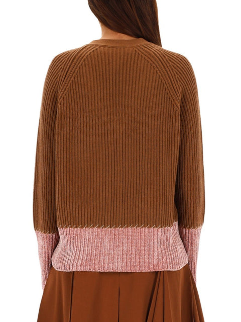 CARDIGAN WITH "COLOR BLOCK" PATTERN