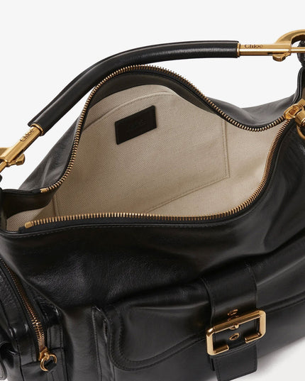 Carry shiny buffalo leather shoulder bag
