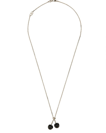 CHEZ VALENTINO METAL AND ENAMEL NECKLACE