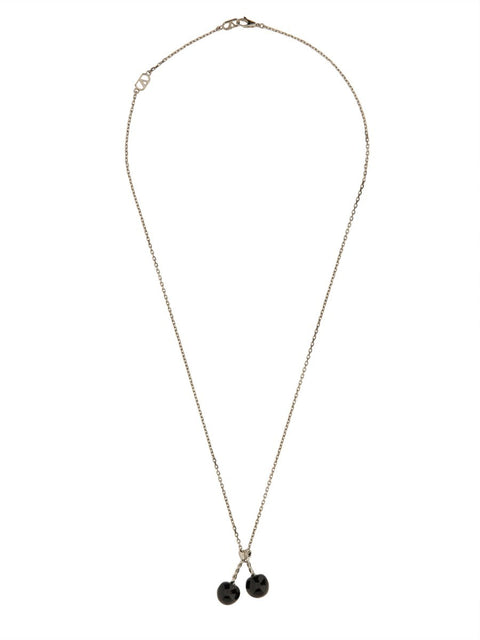 CHEZ VALENTINO METAL AND ENAMEL NECKLACE