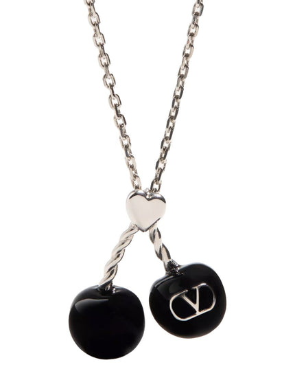 CHEZ VALENTINO METAL AND ENAMEL NECKLACE