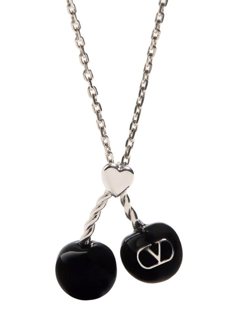 CHEZ VALENTINO METAL AND ENAMEL NECKLACE