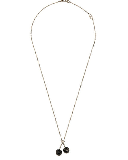 CHEZ VALENTINO METAL AND ENAMEL NECKLACE
