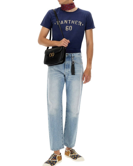 "CHEZ VALENTINO" PRINT AND PATCH T-SHIRT