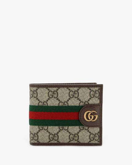 Coated canvas wallet with GG motif