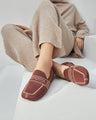 Damen Slip-On Square Toe Loafers | Contrast Stitch Knit I 12 Farben
