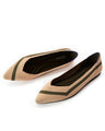 Woven Striped Pointed Toe Flats | Beige / Black / Navy | Knit Ballet Flats