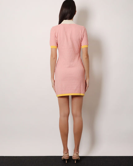 Cotton and silk blend short dress with all-over FF motif