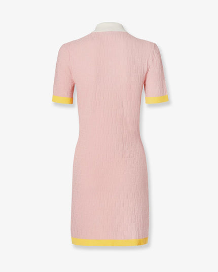 Cotton and silk blend short dress with all-over FF motif