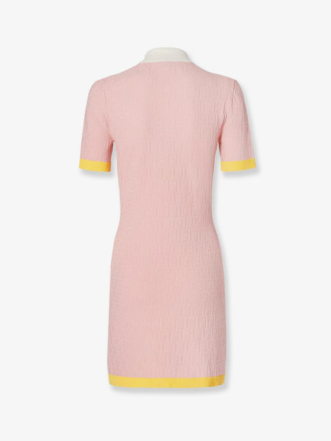 Cotton and silk blend short dress with all-over FF motif