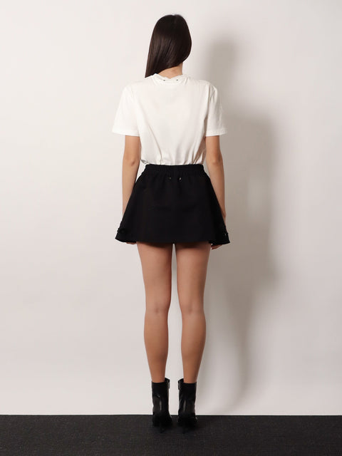 Cotton blend midi skirt with floral sequin and crystal details