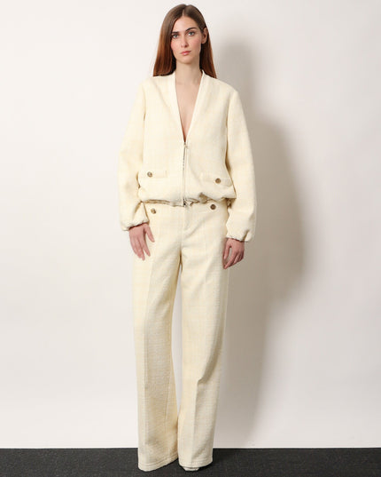 Cotton blend trousers with checked pattern