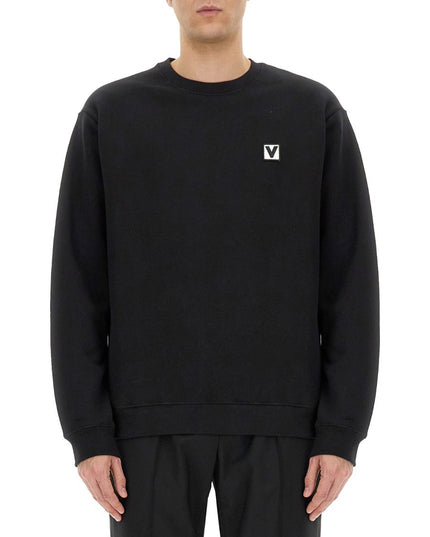 COTTON CREWNECK SWEATSHIRT WITH "CHEZ VALENTINO" PATCH