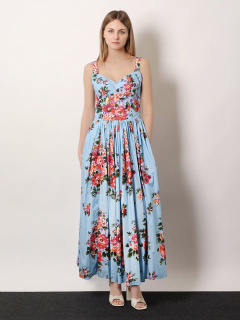 Cotton dress with Mazzo di Fiori print