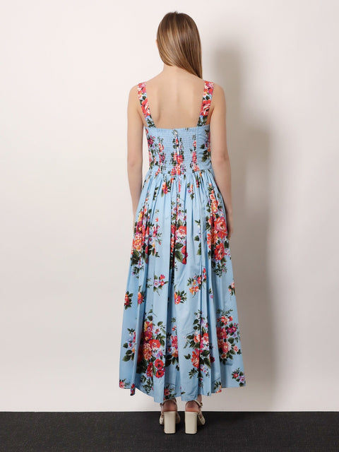 Cotton dress with Mazzo di Fiori print