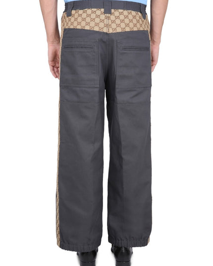 COTTON FABRIC PANTS WITH GG INSERTS