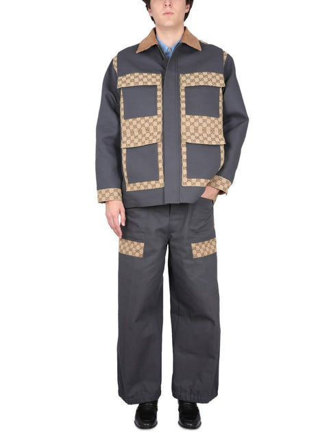 COTTON FABRIC PANTS WITH GG INSERTS